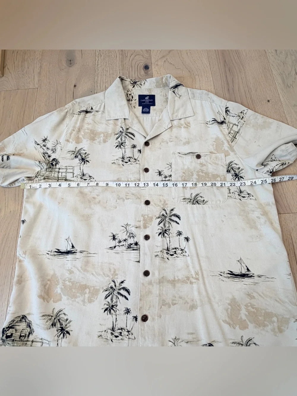 Caribbean Joe Mens XXL 100% Silk Hawaiian Camp Shirt Tropical Beach Aloha